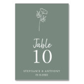 Sage Green Wildblume Wedding Tischnummer (Rückseite)