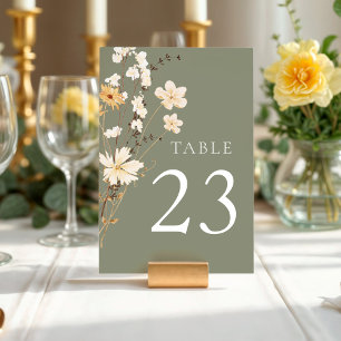 Sage Green Wildblume Wedding Tischnummer