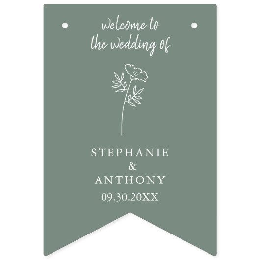 Sage Green Wildblume Wedding Wimpelkette (Zweite Fahne)