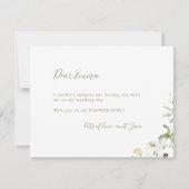 Sage Green Wildblume wird meine Blume Mädchen sein Einladung (Rückseite)