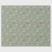 Sage Green Wildblumen Boho Rustic Spring Garden Geschenkpapier (Flach)
