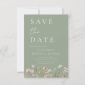 Sage Green Wildblumen Boho Save the Date (Vorderseite)
