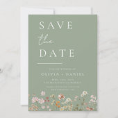 Sage Green Wildblumen Boho Save the Date (Vorderseite)