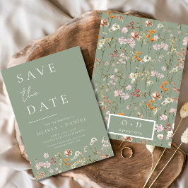 Sage Green Wildblumen Boho Save the Date