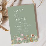 Sage Green Wildblumen Boho Save the Date<br><div class="desc">Diese elegante boho Save the Date minimalistische Wildblume Einladung ist der perfekte Weg, Ihre kommenden Nuptials auf stilvolle und erschwingliche Weise bekannt zu geben. Die Einladung zeichnet sich durch ein einfaches Design mit einer Wildblume und einem modernen Schriftart aus. Die Einladung ist mit Ihren eigenen Texten und Details individuell anpassbar...</div>