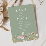 Sage Green Wildblumen Boho Save the Date<br><div class="desc">Diese elegante boho Save the Date minimalistische Wildblume Einladung ist der perfekte Weg, Ihre kommenden Nuptials auf stilvolle und erschwingliche Weise bekannt zu geben. Die Einladung zeichnet sich durch ein einfaches Design mit einer Wildblume und einem modernen Schriftart aus. Die Einladung ist mit Ihren eigenen Texten und Details individuell anpassbar...</div>