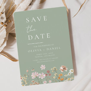 Sage Green Wildblumen Boho Save the Date