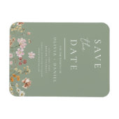 Sage Green Wildblumen Boho Save the Date Magnet (Horizontal)