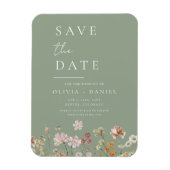 Sage Green Wildblumen Boho Save the Date Magnet (Vertikal)