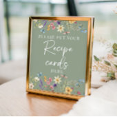 Sage Green Wildblumen Brautparty Rezept-Zeichen Poster