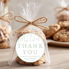 Sage Green Wildflower Baby Shower Thank You Runder Aufkleber