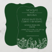 Sage Green Wildflower Bohemian Wedding Einladung (Vorne/Hinten)