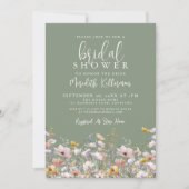 Sage Green Wildflower Bridal Shower Einladung (Vorderseite)