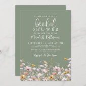 Sage Green Wildflower Bridal Shower Einladung (Vorne/Hinten)