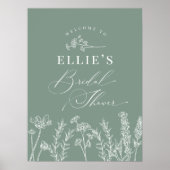 Sage Green Wildflower Bridal Shower Welcome Sign Poster (Vorne)
