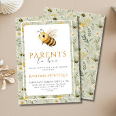 Sage Green Wildflower Custom Parents to Bee Shower Einladung