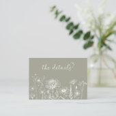 Sage Green Wildflower Details Card Wedding Insert (Stehend Vorderseite)