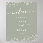 Sage Green Wildflower DIY Wedding Welcome Sign Poster (Vorne)