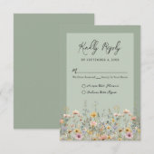 Sage Green Wildflower Floral Wedding RSVP (Vorne/Hinten)