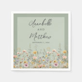 Sage Green Wildflower Floral Wedding Serviette (Vorderseite)
