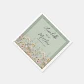 Sage Green Wildflower Floral Wedding Serviette (Ecke)