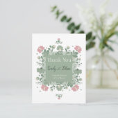 Sage Green Wildflower Folk Wedding  Dankeskarte (Stehend Vorderseite)