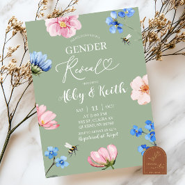 Sage Green Wildflower Gender Reveal Invitation Einladung