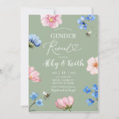 Sage Green Wildflower Gender Reveal Invitation Einladung (Vorderseite)