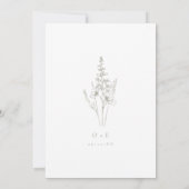 Sage Green Wildflower Line Art Wedding  Einladung (Rückseite)
