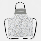 Sage Green Wildflower Sketchbook Custom Name Schürze (Vorderseite)