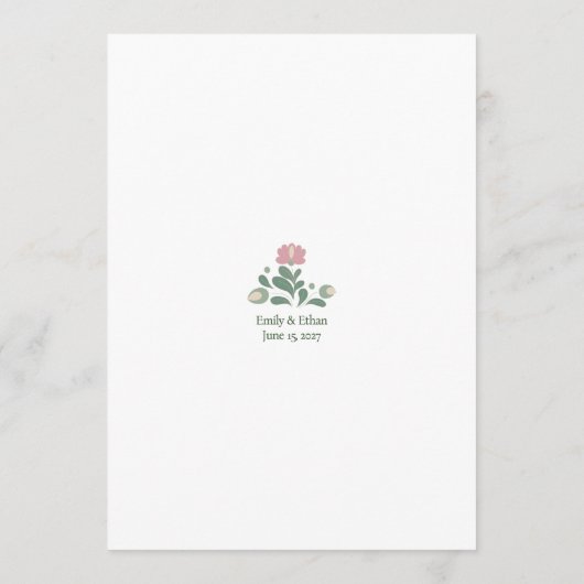 Sage Green Wildflower Wedding Design Flat Program Programm (Rückseite)