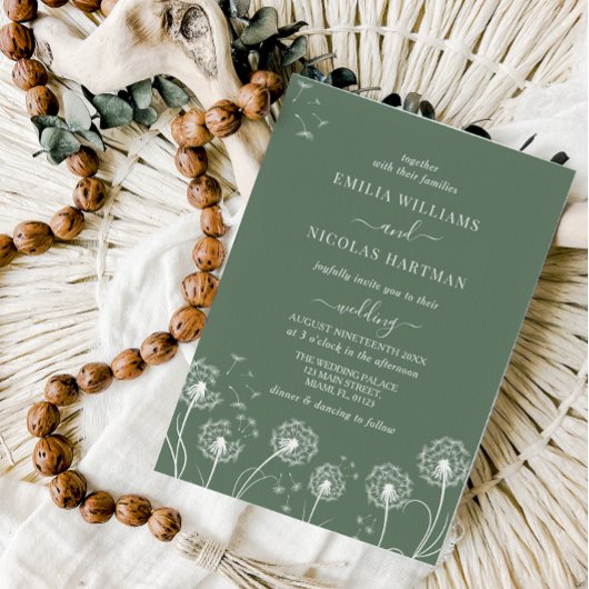 Sage Green Wildflower Wedding  Einladung