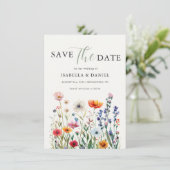 Sage Green Wildflower Wedding Save The Date (Stehend Vorderseite)