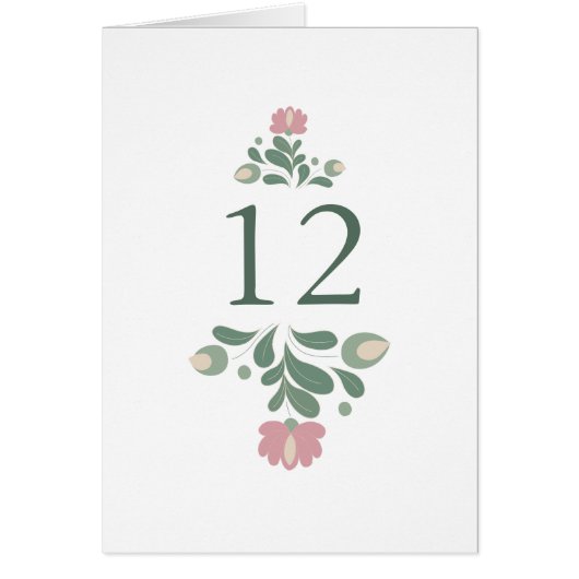 Sage Green Wildflower Wedding Table Number (Vorne)