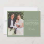 Sage Green Wildflower Wreath Baptism Photo Dankeskarte (Rückseite)