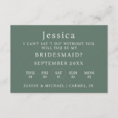 Sage Green Will You Be My Bridesmaid Proposal Card Einladung (Rückseite)