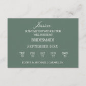 Sage Green Will You Be My Bridesmaid Proposal Card Einladung (Rückseite)