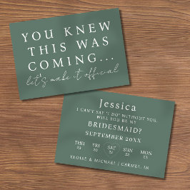 Sage Green Will You Be My Bridesmaid Proposal Card Einladung
