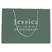 Sage Green Will You Be My Bridesmaid Proposal Große Geschenktüte (Rückseite)