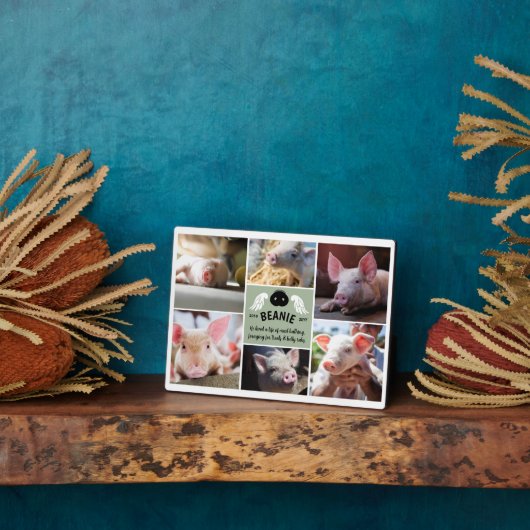Sage Green Wings Pig Snout Memorial Foto Collage Fotoplatte (Seite)