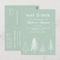 Sage Green Winter Christmas Save the Date Hochzeit