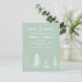 Sage Green Winter Christmas Save the Date Hochzeit Postkarte (Stehend Vorderseite)