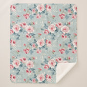 Sage Green Winter Floral Pattern Sherpadecke (Vorderseite)