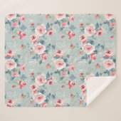 Sage Green Winter Floral Pattern Sherpadecke (Vorderseite (Horizontal))