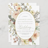 Sage Green Winter Gold Botanische Monogramm Hochze Einladung (Vorne/Hinten)