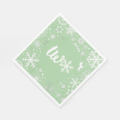 Sage Green Winter Zweite Geburtstagsschneeflocke Serviette (Ecke)