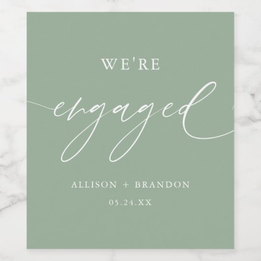 Sage Green Wir sind Verlobte Unterstützer von Enga Weinetikett (Einzelnes Label)