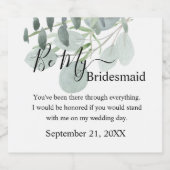Sage Green wird du meine Bridesmaid sein Schaumweinetikett (Einzelnes Label)