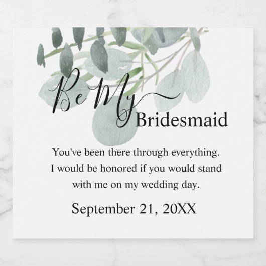 Sage Green wird du meine Bridesmaid sein Schaumweinetikett (Einzelnes Label)