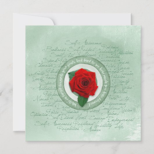 Sage Green with Red Rose Empowerment Quote (Vorderseite)